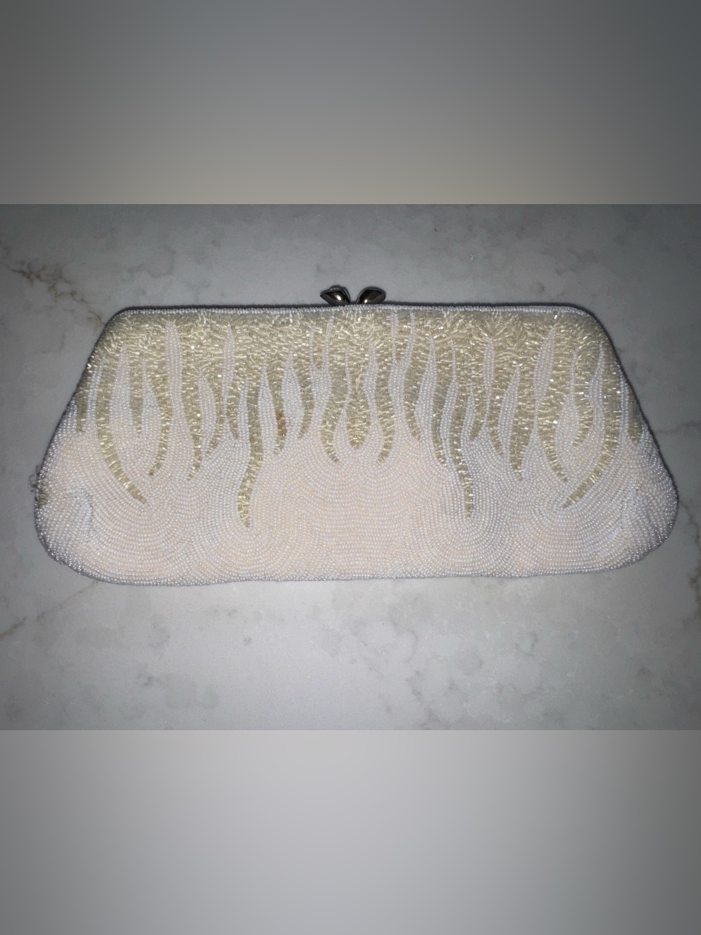 Vintage Walborg Cream Beaded Evening Clutch, made in Belgium